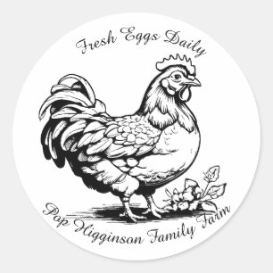 Ländliche Vintage-Hühnerfarm Runder Aufkleber