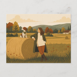 Ländliche Vintage-Idylle mit Brittany Spaniel Postkarte