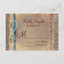 Ländliche Vintage-Jute-Hochzeits-RSVP-Karten