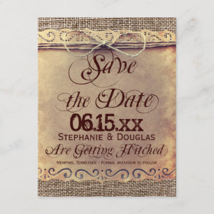 Ländliche Vintage-Save-the-Date-Karten im Landhaus Save The Date