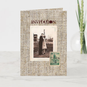 Ländliche Vintage-Stempel Jute Landhochzeit Feiertagskarte