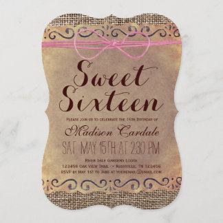 Ländliche Vintage Sweet Sixteen Geburtstagseinladu Einladung