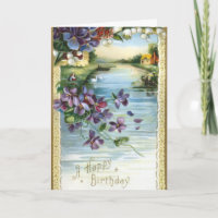 Ländliche Vintage-Szene Blumen Fluss