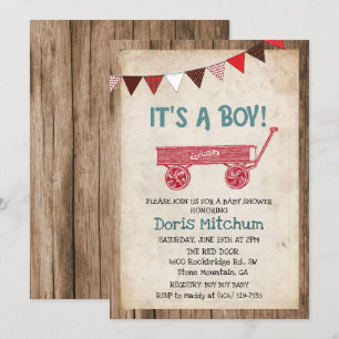 Ländliche Vintage-Wagen-Jungen-Baby-Shower-Einladu Einladung