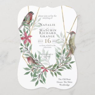 Ländliche Vögel botanische vintage Einladung