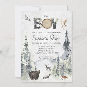 Ländliche Wald-Bären-Baby-Shower-Einladung
