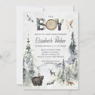 Ländliche Wald-Bären-Baby-Shower-Einladung Einladung