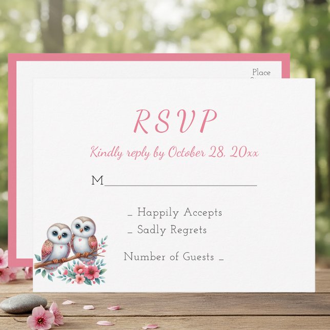 Ländliche Wald-Boho-Eule Hochzeit-RSVP Postkarte (Von Creator hochgeladen)