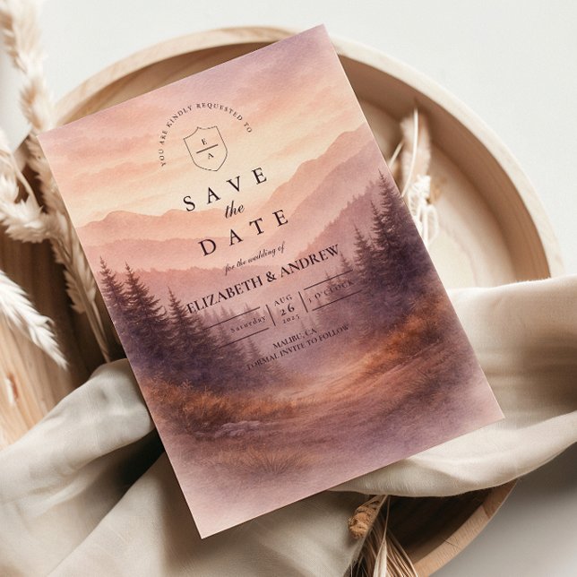 Ländliche Wald- und Berghochzeit Save The Date (Von Creator hochgeladen)