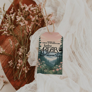Ländliche Wald Vintage Baby Bär Dusche Geschenkanhänger