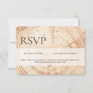 Ländliche Waldbaumrinde RSVP reservierte Sitzplätz Karte