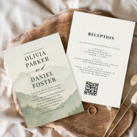 Ländliche Waldberge QR-Code Hochzeit