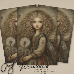 Ländliche Waldfee mit Löwenzahn Fantasy-Kunst Seidenpapier