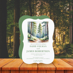 Ländliche Waldgrün-Hochzeitseinladung Einladung