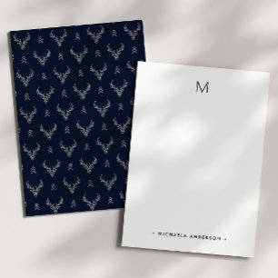 Ländliche Waldhirsch-Monogramm- und Namens-Korresp Mitteilungskarte