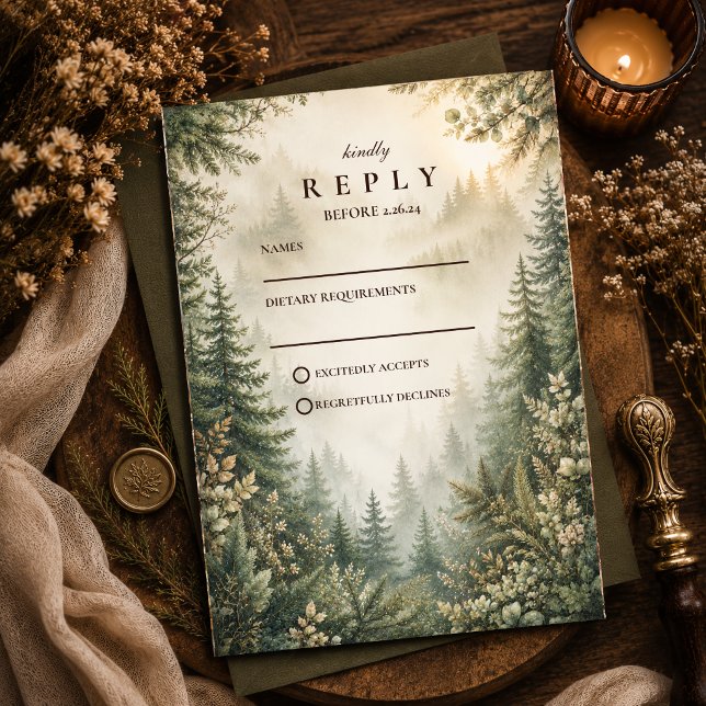 Ländliche Waldhochzeit RSVP Karte (Von Creator hochgeladen)
