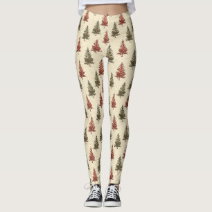 Ländliche Waldkiefern Oliven Terrakotta Creme Leggings
