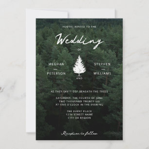 Ländliche Waldlandschaft Kiefernwald Hochzeit Einladung