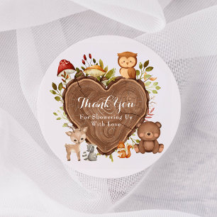 Ländliche Waldtiere Baby Shower Runder Aufkleber