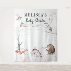 Ländliche Waldtiere Baby Shower Wandteppich