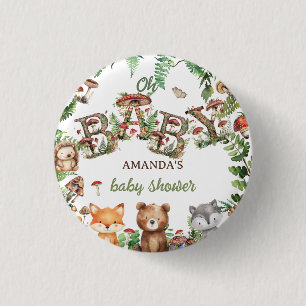 Ländliche Waldtiere Botanische Babyparty Button