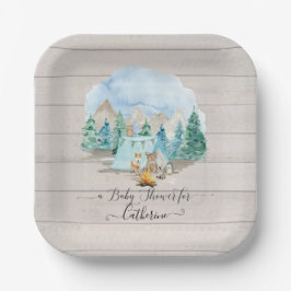 Ländliche Waldtiere Hirsch Bär Junge Baby Shower Pappteller