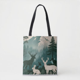 Ländliche Waldtiere Hirsch Kaninchen Berg Szene