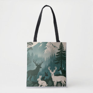 Ländliche Waldtiere Hirsch Kaninchen Berg Szene
