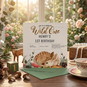 Ländliche Waldtiere Wild One Geburtstag Einladung
