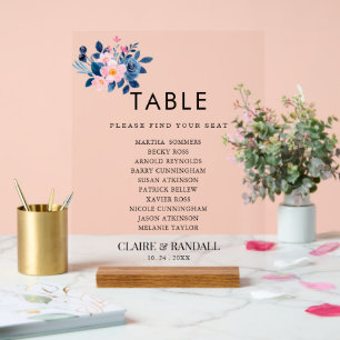 Ländliche Wasserfarbe eines rosa und blauen Blumen Acrylschild