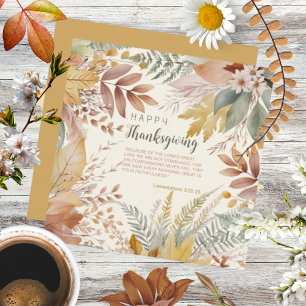 Ländliche Wasserfarbe Pastell Blumen Thanksgiving Feiertagskarte