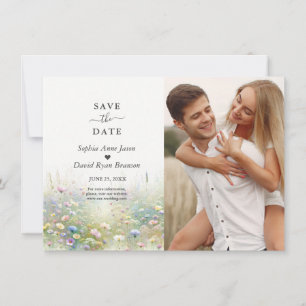 Ländliche Wasserfarben-Wildblumen-Hochzeit Save The Date