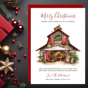 Ländliche Weihnachts-Barn-Bauernhof-Weihnachten Feiertagskarte