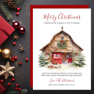 Ländliche Weihnachts-Barn-Bauernhof-Weihnachten Feiertagskarte