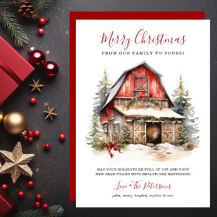 Ländliche Weihnachts-Barn-Bauernhof-Weihnachten Feiertagskarte