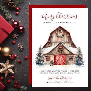 Ländliche Weihnachts-Barn-Bauernhof-Weihnachten Feiertagskarte