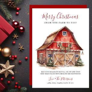 Ländliche Weihnachts-Barn-Bauernhof-Weihnachten Feiertagskarte