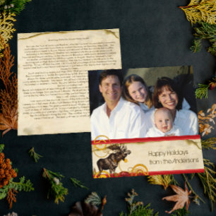 Ländliche Weihnachtsbrief-Moose-Weihnachtskarte Einladung