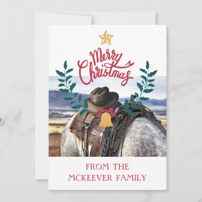 Ländliche Weihnachtskarte für die Ranch-Familie (Vorderseite)