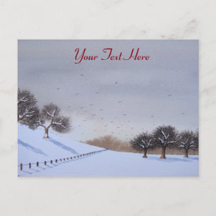 Ländliche Weihnachtslandschaft Feiertagspostkarte