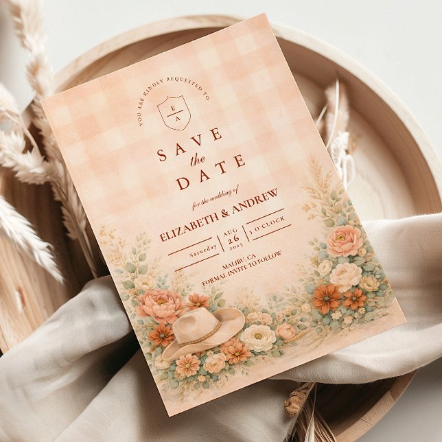 Ländliche Western-Blush-Blumenhochzeit Save The Date (Von Creator hochgeladen)