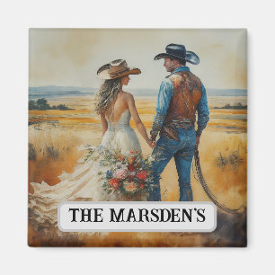 Ländliche Western-Hochzeit Aquarell Magnet