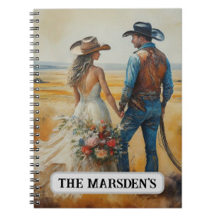 Ländliche Western-Hochzeit Aquarell Notizblock
