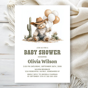 Ländliche Western-Teddybär-Baby-Shower-Einladung Einladung