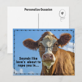 Ländliche Western-Verlobung Liebes-Roping Humor-Ge Feiertagspostkarte
