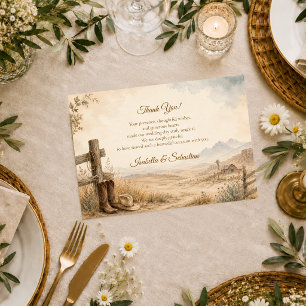 Ländliche Western-Wüsten-Hochzeit Dankeskarte