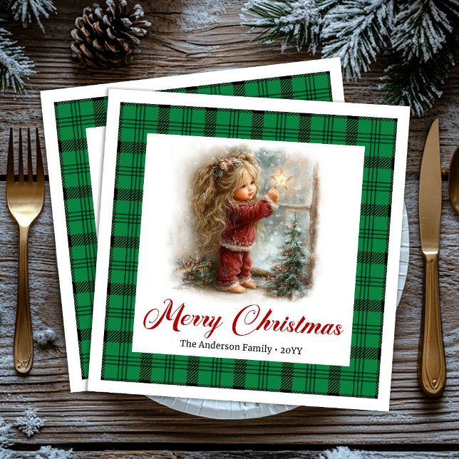 Ländliche Whimsical-Tisch-Moment Winterlandschaft  Serviette (Rustic Whimsical Table Moment Winter Scene Napkins)