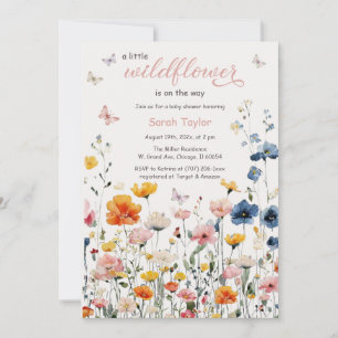 Ländliche Wildblumen-Aquarell-Baby-Party Einladung