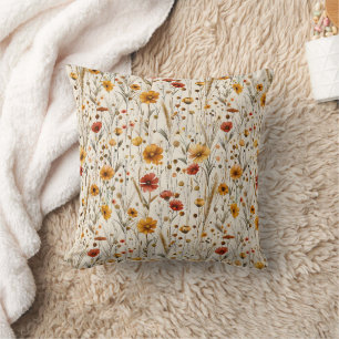Ländliche Wildblumen - Boho-Herbstblumenmuster Kissen