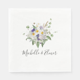 Ländliche Wildblumen Grüne Posy Hochzeit Serviette